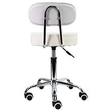 KKTONER Sgabello Girevole in Pelle PU con Schienale Regolabile in Altezza Computer per Ufficio Colore Bianco