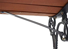 Mendler Panca panchina da Giardino terrazza HWC-F98 Legno ghisa - 3 posti 160cm Marrone