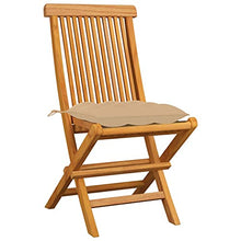 vidaXL Sedie da Giardino con Cuscini Beige 4 pz Massello di Teak