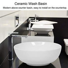 Lavabo moderno elegante rotondo bianco in ceramica lavello a cascata, accessorio per il bagno 44 x 16,5 cm
