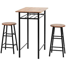 TOPVORK - Set di 3 tavoli da bar e sedie da bar, tavolo da bar e da pranzo, con 2 sgabelli da bar e ripiano integrato