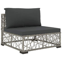 OUSEE Set Divani da Giardino 6 pz con Cuscini in Polyrattan Grigio