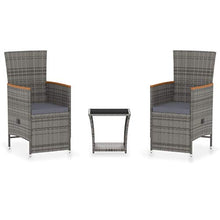 FAMIROSA Set Divani da Giardino 3 pz con Cuscini in Polyrattan Grigio-9365