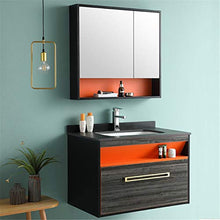 ZoSiP Set di Mobiletti Specchio e Lavabo Simple Bagno Cabinet Set da Parete Bagno in Legno Cabinet Rock Plate Basin Vanity Specchio per Lo Specchio (Color : Orange, Size : 50x80x51.5cm)
