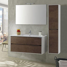 mazzoni Mobile da Bagno Sospeso 90cm Colonna P18cm Maiorca Plus Noce Scuro Frassinato