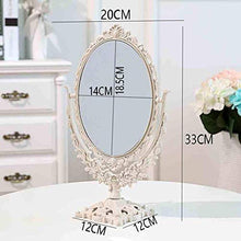L.TSN Semplice Specchio di Bellezza Europeo Specchio per Il Trucco del Desktop Specchio bifacciale Specchio Portatile Occhiali per Il Trucco Specchio Pieghevole, Bianco, Tromba Ovale