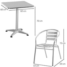 Outsunny Set Tavolino e Sedie da Giardino da 3 Pezzi, Arredamento da Giardino in Alluminio e Acciaio Inox, Argento