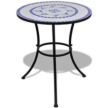 FAMIROSA Tavolo da Bistrot Blu e Bianco 60 cm a Mosaico