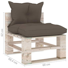 FAMIROSA Divano Centrale da Giardino Pallet con Cuscini in Legno di Pino-6071