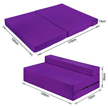 G & H - Materasso pieghevole pieghevole per letto matrimoniale, con rivestimento rimovibile, colore: viola