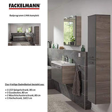 FACKELMANN Set da 4 mobili da bagno Lima, con mobiletto e lavabo in ghisa, 80 cm, con specchio a LED
