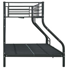 Tidyard Letto a Castello Nero in Metallo 140x200 cm/90x200 cm,Include Barre di Sicurezza e Scala Protetta