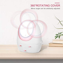 Lshbwsoif - Contenitore per cosmetici con specchio illuminato a LED, antipolvere, per bagno, camera da letto