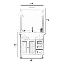 SHOP CHIC Mobile bagno decapè avorio con lavabo in ceramica da 85 cm