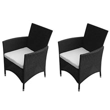 Oushome Sedie da Giardino 2 pz in Polyrattan Nere