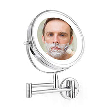 LED estensibile da 8 pollici, ingrandimento 10 X, montaggio a parete, specchio da parete, luce per il trucco e il bagno