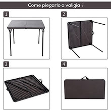Outsunny Tavolo Pieghevole da Campeggio, Chisura a Valigetta, in Metallo e Plastica Marrone Impermeabile, 86x86x71,5cm