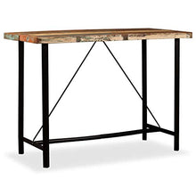 Tidyard Set per Bar 7 pz in Legno Massello di Recupero e Vera Pelle,Set Mobili Bistro per Interno e Esterno