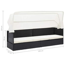 FAMIROSA Divano da Giardino con Tettoia in Polyrattan Nero
