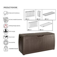 CRZJ Box da 73 galloni Medio - Contenitore di stoccaggio Interno/Esterno in Resina Leggera, Box da Giardino per Attrezzi da Giardino