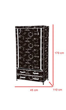 Kit Closet Armadio tessuto 4 stazione. + Gancio, decorato Nero