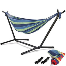 Amaca per 2 Persone con Supporto in Acciaio salvaspazio Giardino da Giardino Amache Doppie da 500 libbre per Esterni e Borsa da Trasporto Portatile (Blu)