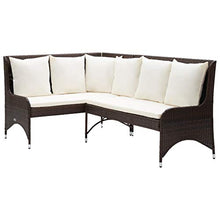 Tidyard Divano Angolare da Giardino per Esterno con 3 Posti in Polyrattan Nero/Marrone,Divano da Giardino per Esterno in Rattan,Divano ad Angolo da Giardino per Esterno con 3 Posti in Polyrattan