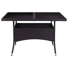 FAMIROSA Tavolo da Pranzo per Giardino Nero in Polyrattan e Vetro