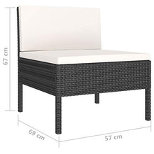 SKM Set Divani da Giardino 6 pz con Cuscini in Polyrattan Nero (40kg) Nero-6962