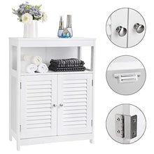 VASAGLE Mobile da Bagno, Armadietto da Bagno e Cucina, con Anta Doppia a Persiana, per Soggiorno, Cucina, Studio, Ingresso, Bianco BBC40WT