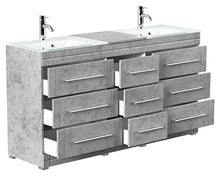 Mobile bagno a terra Vitro Modern con lavabos in vetro grigio cemento