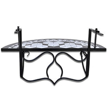vidaXL Tavolo da Balcone Mosaico Semicircolare Nero Bianco Tavolino Pieghevole