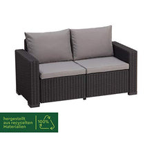 Keter California Divano da Giardino 2 Posti, Divano in Rattan Cuscino Incluso Color Grafite