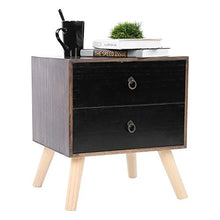 Comodino con Cassetto,Comodino Piccolo con 2 Cassetti in Legno+MDF Cassettiera Camera da Letto Comodino con Cassetto e Scompartimento Aperto Supporta 80kg 38x45x50,5cm Nero