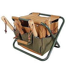 Pandao Sgabello Pieghevole, Sgabello da Giardino Pieghevole Multifunzionale con Borsa Porta Attrezzi per Bambini e Adulti, Campeggio con orto, Pesca, Picnic, Viaggi ed Escursionismo