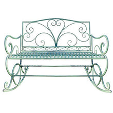 Panchina a dondolo HWC-C39 stile romantico metallo 112cm verde antico