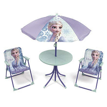 Disney Frozen Elsa Set 4 Pezzi da Campeggio,Giardino,Terrazza, Ombrellone Tavolo e Sedie