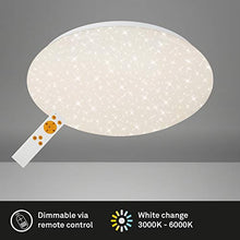 Briloner Leuchten - Plafoniera LED Dimmerabile, decoro a stelle, Luce calda neutra fredda, include telecomando, LED integrati 1300Lm 15W, Ø29.3 cm, Lampada da soffitto per camera, plastica IP20