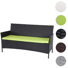 Mendler Serie Halden per l'esterno Divano Sofa 3 posti polyrattan Antracite con Cuscino Verde