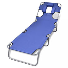 vidaXL Lettino Prendisole Pieghevole con Cuscino poggiatesta e Schienale Regolabile Blu