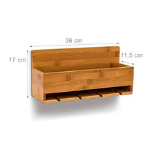 Relaxdays Cantinetta, 17x37x11,5, Portabottiglie con Portabicchieri in bambù, per 4 Bottiglie di Vino, Naturale, Marrone, 36x11.5x17 cm