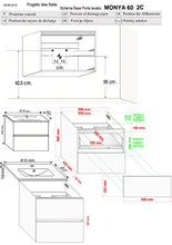 COMPOSIZIONE BAGNO Linea Elegance da 60CM Mobile Sospeso + Lavabo + Specchio + Lampada Led (Noce)
