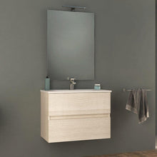 giordanoshop Mobile Bagno Sospeso 74 cm Lavabo e Specchio Tavassi Giove Rovere Bianco