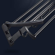 OLDJTK Scaffale portasciugamani in Alluminio Spazio con Multi Barra portasciugamani, binari Pieghevoli a Doppia Parete for Porta Asciugamani con Ganci, Lunghezza 60 cm