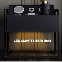HBING Comodino Moderno Comodino, Comodini con Ricarica Wireless, Altoparlanti Bluetooth E Luce Notturna A Induzione A LED, Mobili Intelligenti per Camera da Letto Multifunzionale