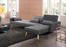 Divano angolare convertibile, design scandinavo, in tessuto, colore: grigio