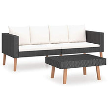 FAMIROSA Set Divani da Giardino 2 pz con Cuscini in Polyrattan Nero-9336