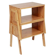GOTOTOP 2 comodini impilabili, in bambù, con scomparto aperto, per camera da letto, soggiorno, 40 x 29 x 42 cm