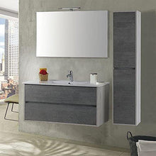 mazzoni Mobile da Bagno Sospeso 90cm Colonna P32cm Maiorca Plus Bianco Cemento
