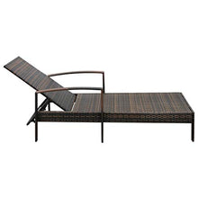 vidaXL Lettino Prendisole Reclinabile con Cuscino Poli Rattan Marrone Sdraio